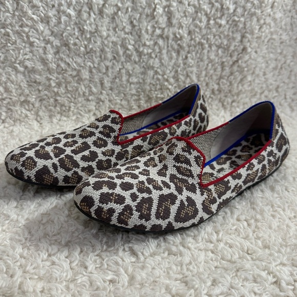 Rothy's Shoes The Loafer Womens 9 Tan Brown Leopard Flats Slip On Animal Round - Picture 2 of 14